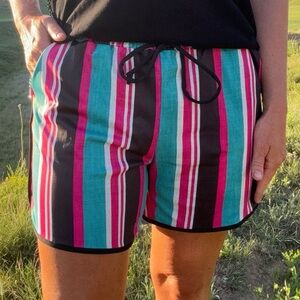 Colorful Striped Women's Athletic Shorts